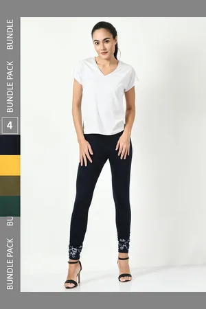 BAESD Pack Of 4 Bottom Printed Churidar Length Leggings