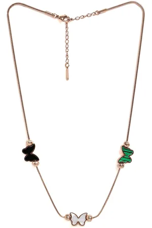 EL REGALO Gold-Plated Enamelled Butterfly Design Necklace And Bracelet Set
