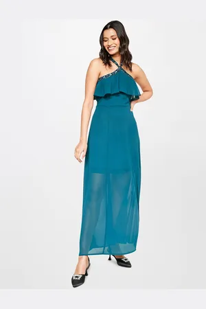 AND Halter Neck Ruffles Maxi Dress