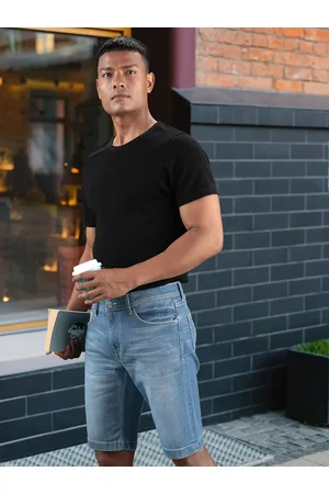 Lee Men Blue Washed Denim Shorts