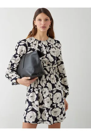 Dorothy Perkins Floral Print Shirred Waist Keyhole A-Line Dress