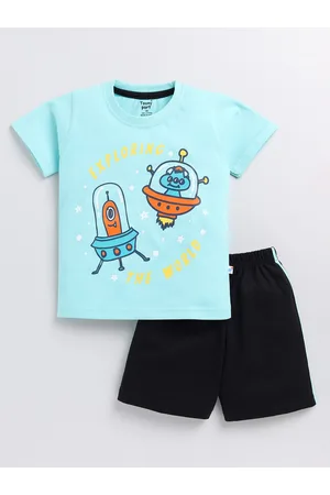Toonyport Boys Printed Pure Cotton T-shirt With Shorts