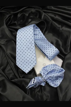 KOVOVE Blue Polka Dots Tie & Pocket Square Gift Set
