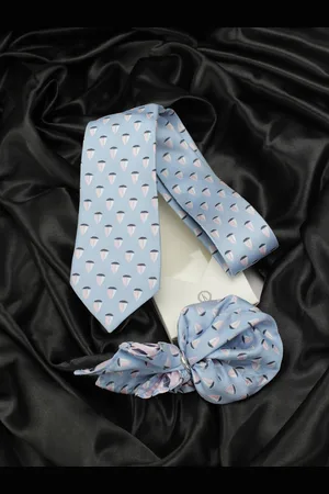 KOVOVE Blue Printed Neck Tie & Pocket Square Accessory Gift Set