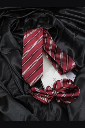 KOVOVE Men Red & White Striped Accessory Gift Set