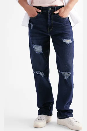 The Souled Store Men Blue Mid-Rise Relaxed Fit Highly Distressed Stretchable Jeans