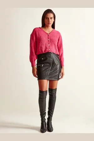 COVER STORY Women Fuchsia Crop Cardigan