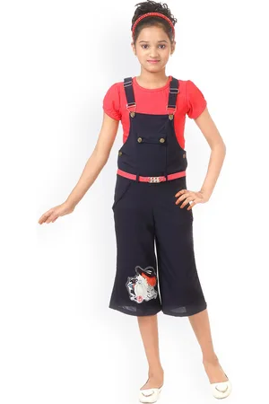 BAESD Girls Embroidered Dungaree With Top