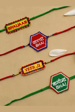 Indigifts Men Set Of 4 Embroidered Rakhi