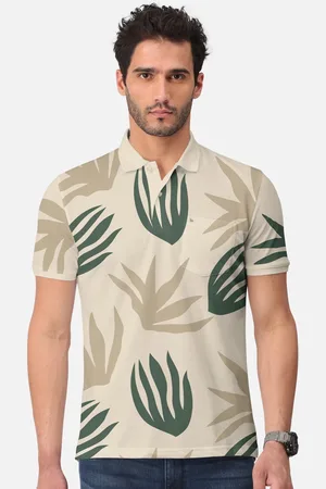 bullmer Graphic Printed Polo Collar Cotton T-shirt