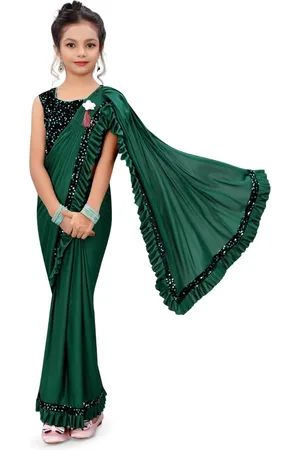 Dhyey Fashion Girls Sequined Ready To Wear Saree
