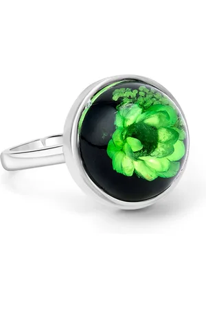 FableStreet Rhodium-Plated Dry Flower Minimal Silver Ring