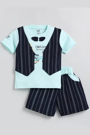 Toonyport Boys Printed Pure Cotton T-shirt with Shorts And Waistcoat