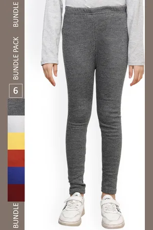 IndiWeaves Girls Pack Of 6 Woollen Ankle Length Leggings