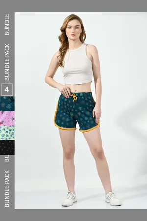 BAESD Women Pack Of 4 Conversational Printed High-Rise Pure Cotton Hot Pants