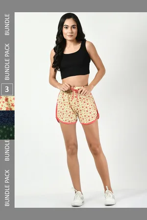 BAESD Women Pack Of 3 Floral Printed Cotton Hot Pants