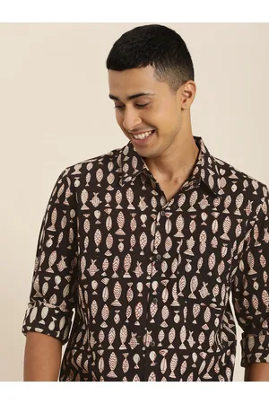 Taavi Men Classic Bagru Hand Block Print Pure Cotton Casual Shirt
