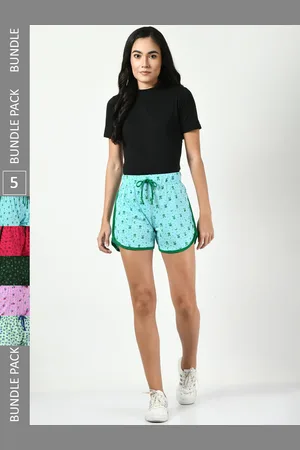 BAESD Women Pack Of 5 Printed High-Rise Pure Cotton Hot Pants