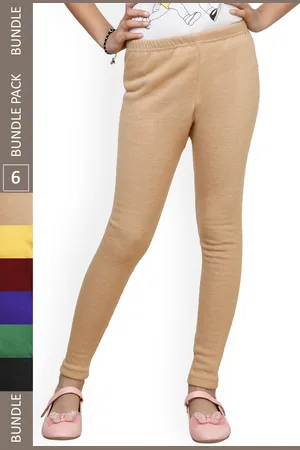 IndiWeaves Girls Pack Of 6 Woollen Ankle Length Leggings