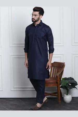 SOJANYA Men Navy Blue Solid Kurta with Salwar