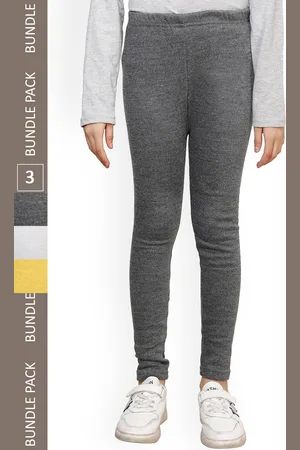 IndiWeaves Girls Pack Of 3 Ankle-Length Super Warm Wool Leggings