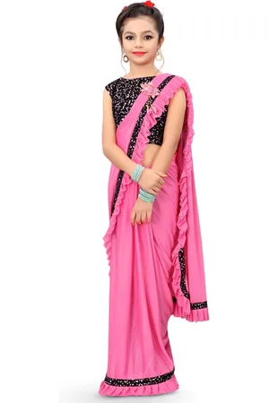 Dhyey Fashion Girls Sequined Ready To Wear Saree