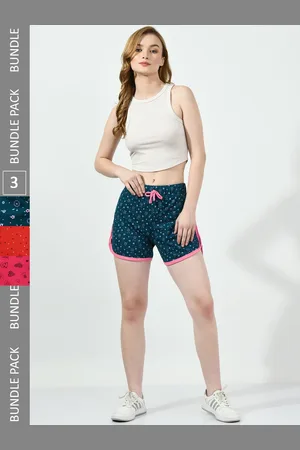 BAESD Women Pack Of 3 Printed High-Rise Cotton Hot Pants