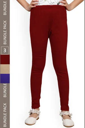 IndiWeaves Girls Pack Of 3 Woolen Ankle Length Leggings