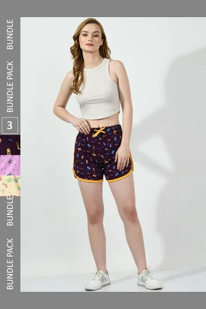 BAESD Women Pack Of 3 Printed High-Rise Cotton Hot Pants