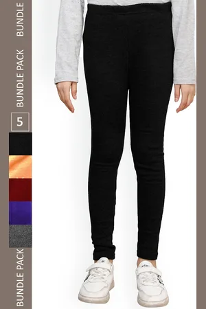 IndiWeaves Girls Pack Of 5 Woollen Ankle Length Leggings