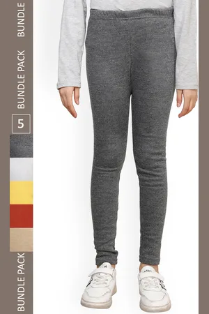 IndiWeaves Girls Pack of 5 Woolen Ankle-Length Leggings