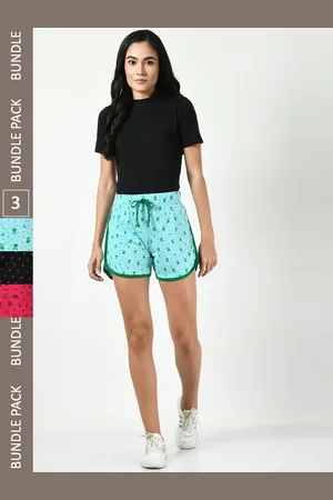 BAESD Women Pack Of 3 Printed High-Rise Pure Cotton Hot Pants