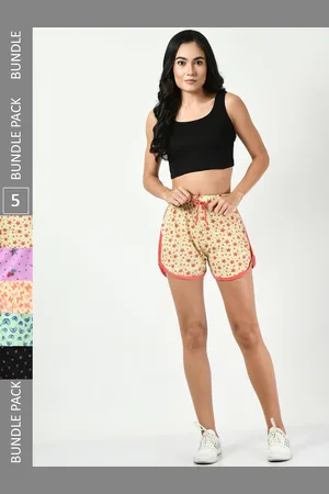 BAESD Women Pack Of 5 Printed High-Rise Pure Cotton Hot Pants