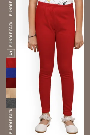 IndiWeaves Girls Pack Of 5 Woolen Ankle Length Leggings