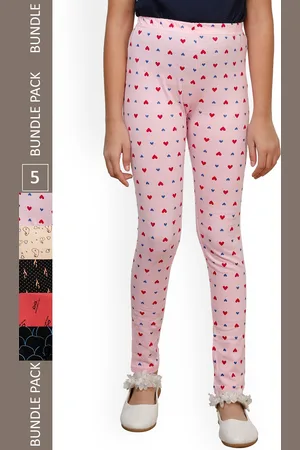 IndiWeaves Girls Pack Of 5 Printed Pure-Cotton Ankle-Length Leggings