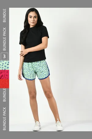 BAESD Women Pack Of 3 Printed High-Rise Pure Cotton Hot Pant