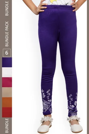 IndiWeaves Girls Pack of 6 Printed Woolen Ankle-Length Leggings