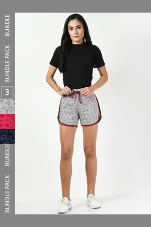 BAESD Women Pack Of 3 Floral Printed Mid-Rise Pure Cotton Shorts