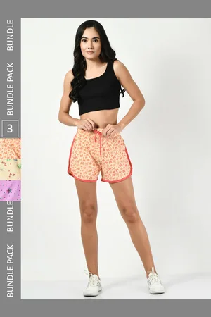BAESD Women Pack Of 3 Printed High-Rise Cotton Shorts