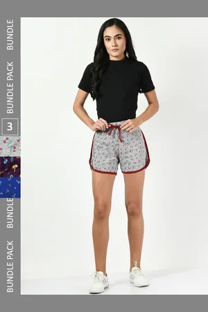BAESD Women Pack Of 4 Conversational Printed High-Rise Pure Cotton Regular Shorts