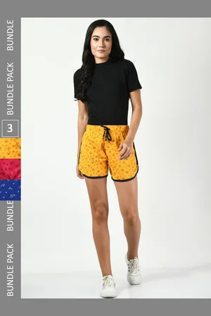 BAESD Women Pack Of 3 Printed Pure Cotton Hotpant Shorts