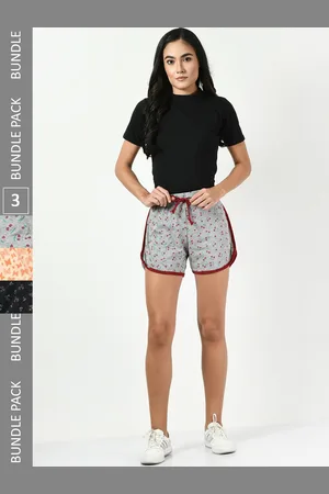 BAESD Women Pack Of 3 High-Rise Printed Pure Cotton Hotpant Shorts