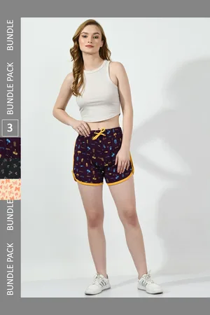 BAESD Women Pack Of 3 Conversational Printed Mid-Rise Pure Cotton Shorts