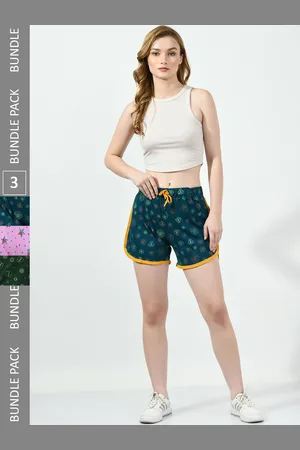 BAESD Women Pack Of 3 Printed High-Rise Cotton Shorts