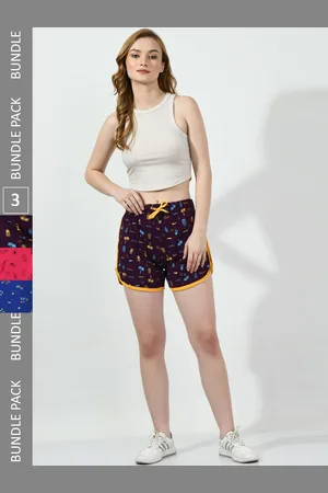 BAESD Women Pack of 3 Conversational Printed Pure Cotton Hot Pants Shorts