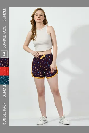 BAESD Women Pack Of 3 Conversational Printed High-Rise Pure Cotton Shorts