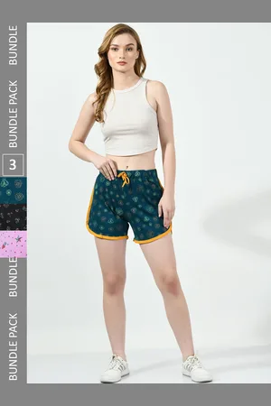 BAESD Women Pack Of 3 Floral Printed Mid-Rise Pure Cotton Shorts