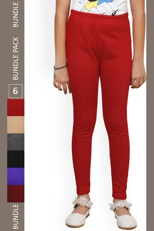 IndiWeaves Girls Pack Of 6 Woolen Ankle Length Leggings