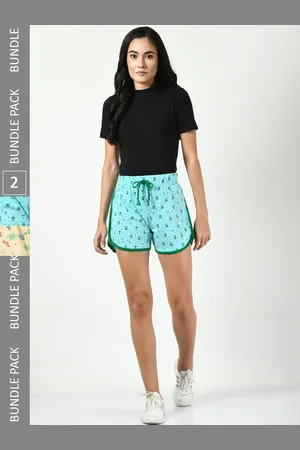 BAESD Women Pack of 2 Printed Regular Fit High-Rise Cotton Regular Shorts