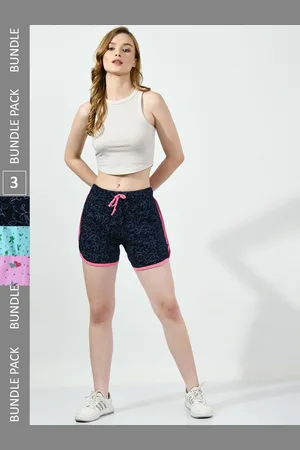BAESD Women Pack of 3 Conversational Printed Pure Cotton Hot Pants Shorts